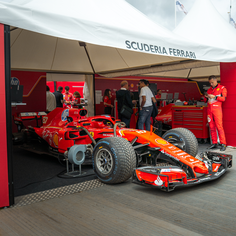 Scuderia Ferarri F1 car in teh padock